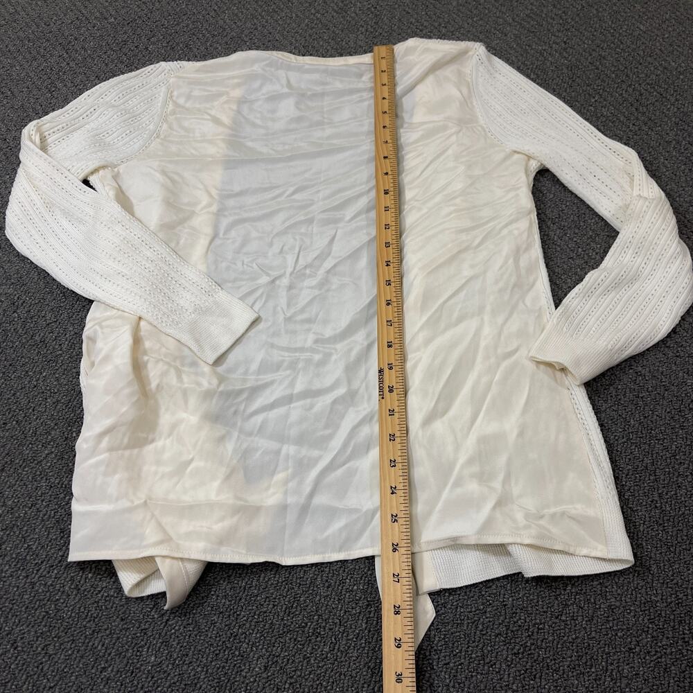 St. John Wool Silk Blend Cardigan Sweater Womens Medium M Cream - Picture 5 of 9